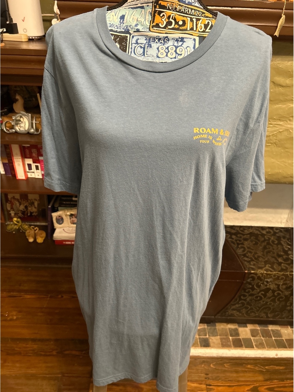 Roam & Seek Blue Graphic T-Shirt with Cactus Print
